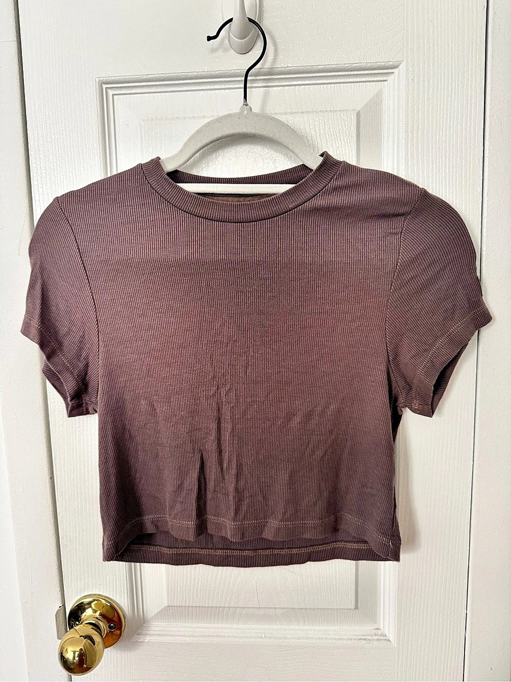 Set Active Ribbed Modal Body Tee Cropped Tee Brown Medium